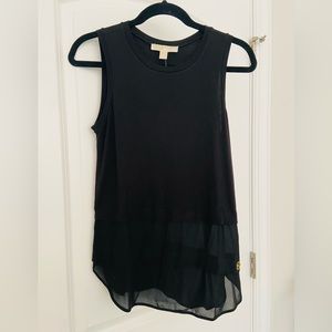 Michael Kors Black Tank Top with Sheer Detail, Size Small